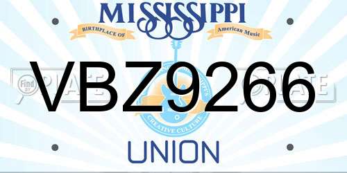 VBZ9266 Mississippi License Plate