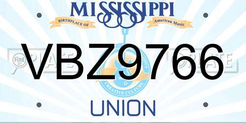 VBZ9766 Mississippi License Plate