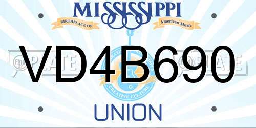VD4B690 Mississippi License Plate