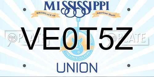 VE0T5Z Mississippi License Plate