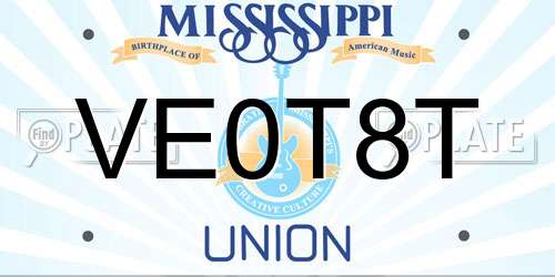 VE0T8T Mississippi License Plate