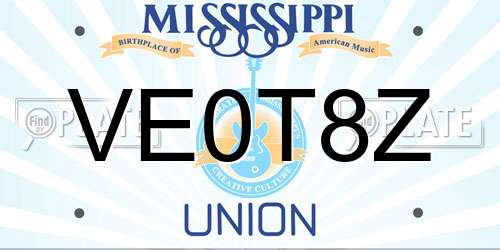 VE0T8Z Mississippi License Plate