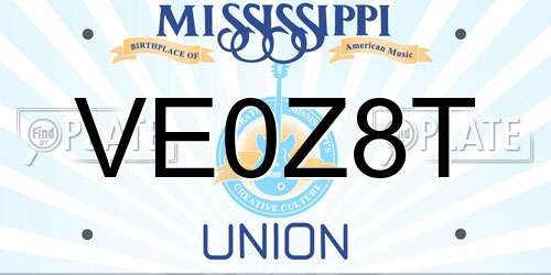 VE0Z8T Mississippi License Plate