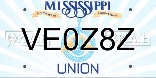 VE0Z8Z Mississippi License Plate