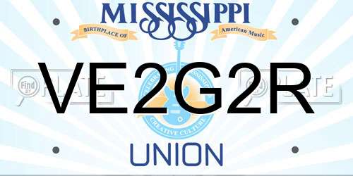 VE2G2R Mississippi License Plate
