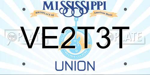 VE2T3T Mississippi License Plate