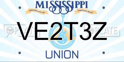VE2T3Z Mississippi License Plate