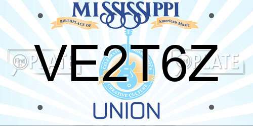 VE2T6Z Mississippi License Plate