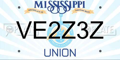 VE2Z3Z Mississippi License Plate