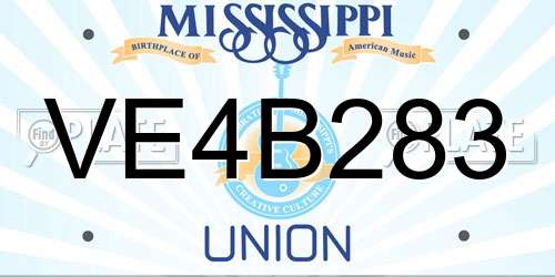 VE4B283 Mississippi License Plate