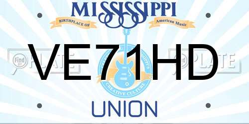 VE71HD Mississippi License Plate