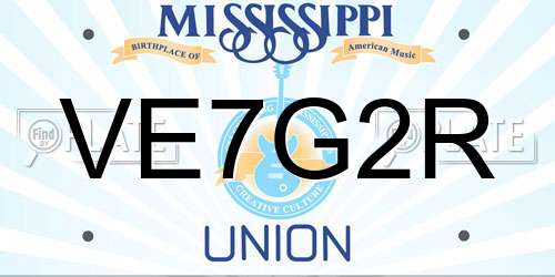 VE7G2R Mississippi License Plate