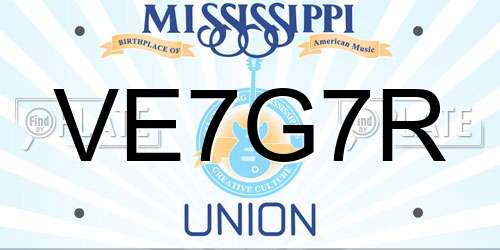 VE7G7R Mississippi License Plate