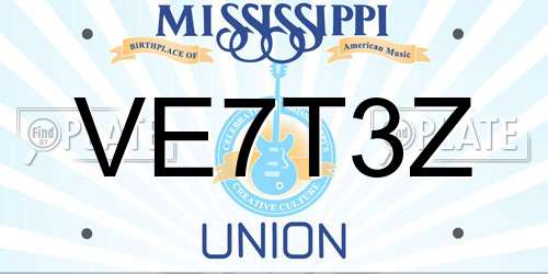 VE7T3Z Mississippi License Plate