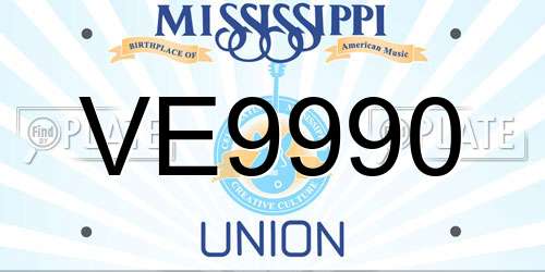 VE9990 Mississippi License Plate