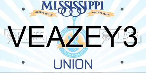 VEAZEY3 Mississippi License Plate
