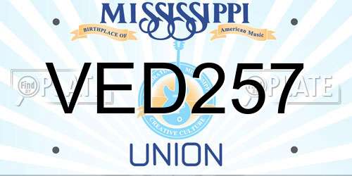 VED257 Mississippi License Plate