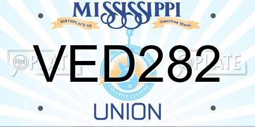 VED282 Mississippi License Plate