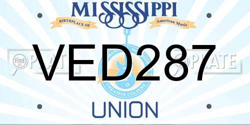 VED287 Mississippi License Plate