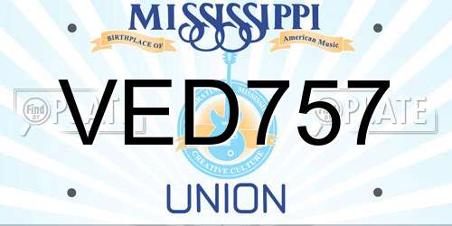 VED757 Mississippi License Plate