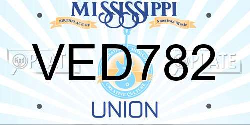 VED782 Mississippi License Plate