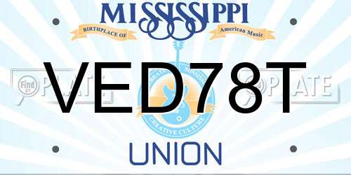 VED78T Mississippi License Plate