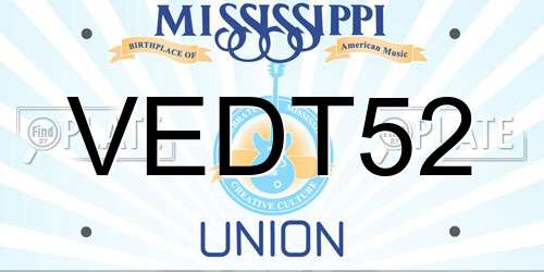 VEDT52 Mississippi License Plate
