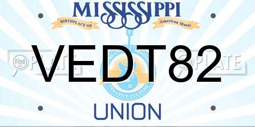 VEDT82 Mississippi License Plate