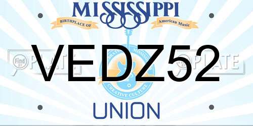 VEDZ52 Mississippi License Plate