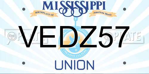 VEDZ57 Mississippi License Plate