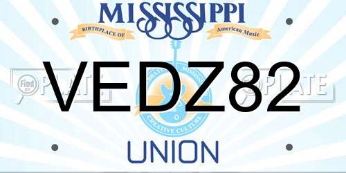 VEDZ82 Mississippi License Plate
