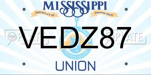 VEDZ87 Mississippi License Plate