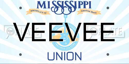 VEEVEE Mississippi License Plate