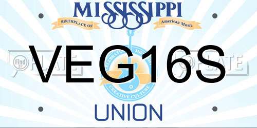 VEG16S Mississippi License Plate