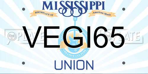 VEGI65 Mississippi License Plate