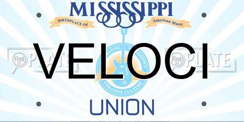 VELOCI Mississippi License Plate