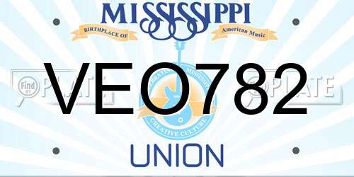 VEO782 Mississippi License Plate