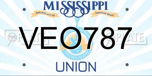 VEO787 Mississippi License Plate