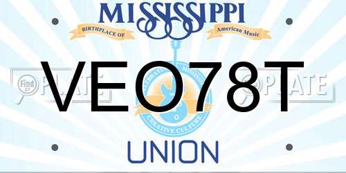 VEO78T Mississippi License Plate