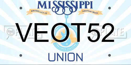 VEOT52 Mississippi License Plate