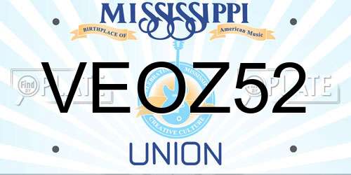 VEOZ52 Mississippi License Plate