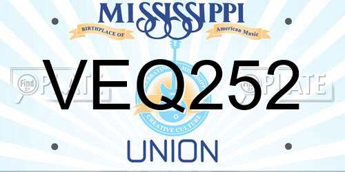 VEQ252 Mississippi License Plate