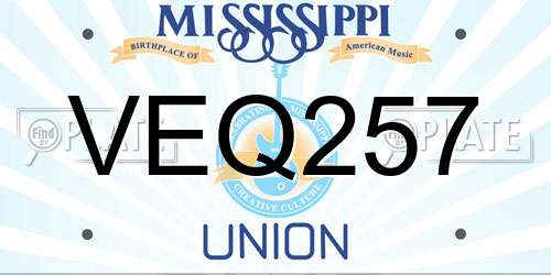 VEQ257 Mississippi License Plate