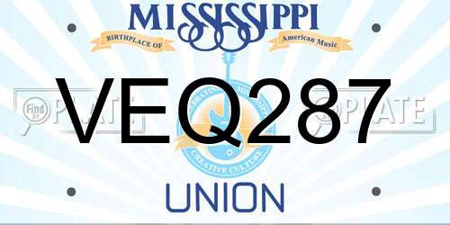 VEQ287 Mississippi License Plate