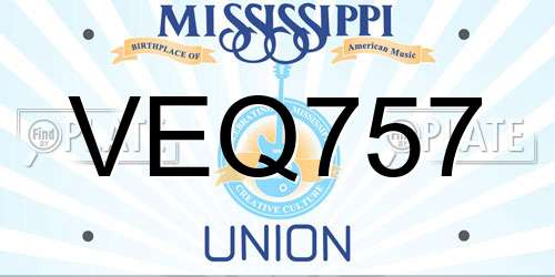 VEQ757 Mississippi License Plate