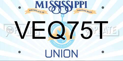 VEQ75T Mississippi License Plate