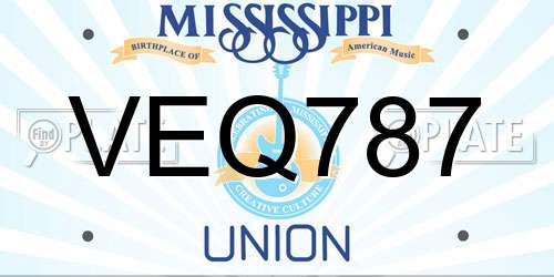 VEQ787 Mississippi License Plate