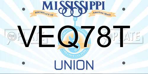 VEQ78T Mississippi License Plate