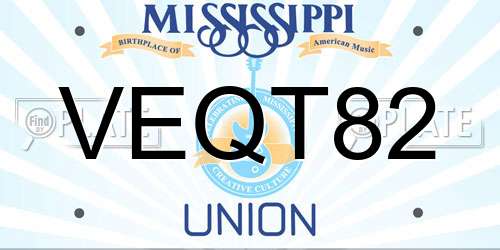 VEQT82 Mississippi License Plate