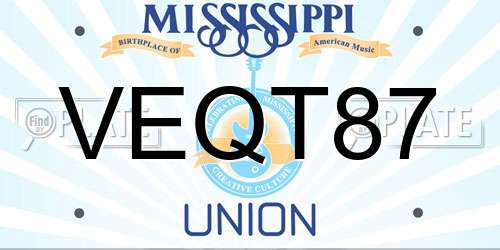 VEQT87 Mississippi License Plate